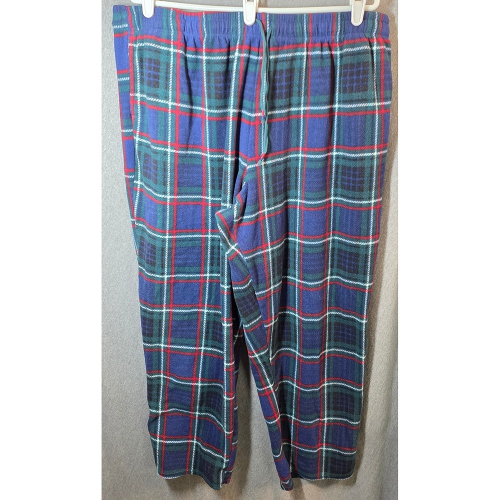 Cuddl Duds‎ Pajama Pants 1X Blue Green Red Tartan Plaid Fleece Stretch Lounge